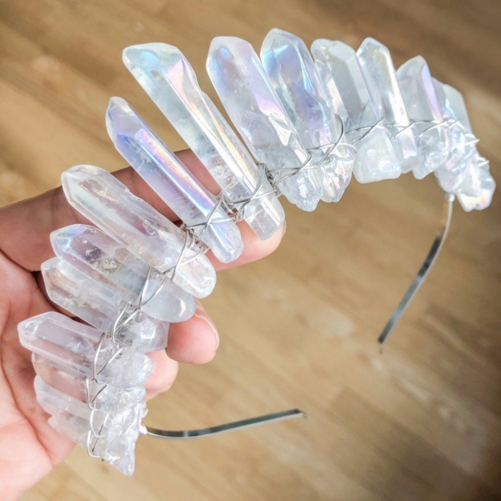 Angel Quartz Crown for Festival or Mermaid, Handmade